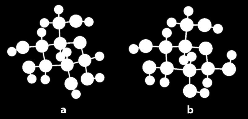 Şekil 4.1: a) α-glukopiranoz, b) β- glukopiranoz. Anomerlerin aralarındaki tek fark, anomerik karbon atomuna (C1) bağlı olan hidroksil grubunun birinde ekvatoriyal (Şekil 4.