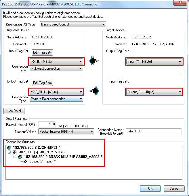 Input ve Output Tag Setler 4 Byte olarak aşağıdaki resimde görüldüğü üzere Input_71 ve Output_21 olarak ayarlanır.