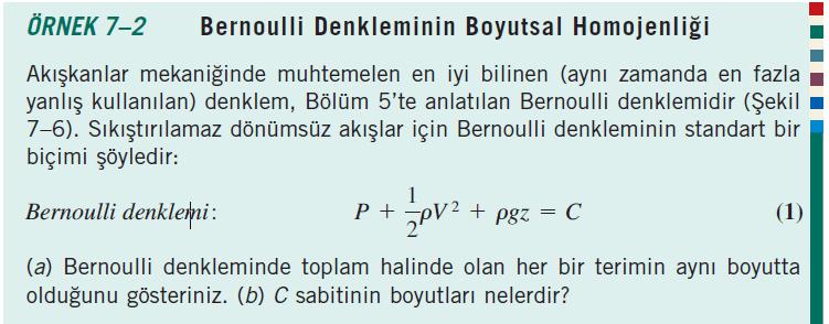 Bernoulli denklemi boyutsal olarak homojen olan bir
