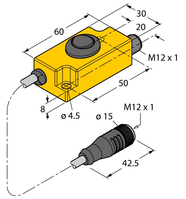 mm miller için paslanmaz çelik adaptör kılıfı TX2-Q20L60 6967117 arayüzü bulunan endüktif enkoderlerin programlanması için Easy Teach adaptör E-RKC8T-264-2 6611746 Bağlantı kablosu,