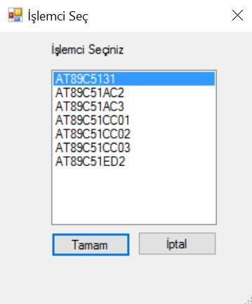 Bağlan alt komutu seçildiğinde mikrodenetleyici geliştirme kartı bilgisayara bağlanmış olur. Bağlan seçeneği değişerek Bağlantıyı Kes durumuna dönüşür.