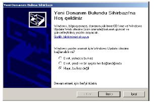 72 Şekil 7.1. Yeni donanım bulma sihirbazı işlem-1 Şekil 7.