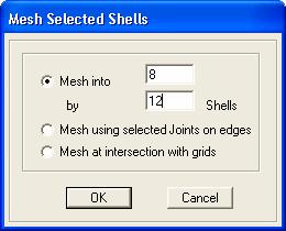 14. Edit (Düzenle) menüsü > Mesh Areas (Alanları Bölümlendir) komutuna tıklayarak Mesh Selected Shells (Seçili Kabukları Bölümlendir) formunu görüntüleyiniz. 15.