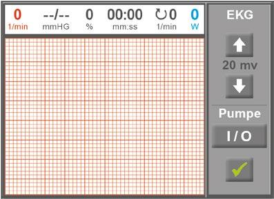 Ekran kalp hızını (1/dk), kan basıncını (mmhg), yüzde (%) olarak oksijen satürasyonunu, egzersiz testi süresini (dk:ss), pedal hızını (1/dk) ve mevcut yükü (W) gösterir.
