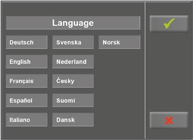 9 Kumanda Terminali T Language (Dil) Burada kullanıcı arayüzünün dilini seçersiniz. Şekil 9 45: Dil kurulumu Display (Ekran) Sonraki ekranı göstermek için [ 2.