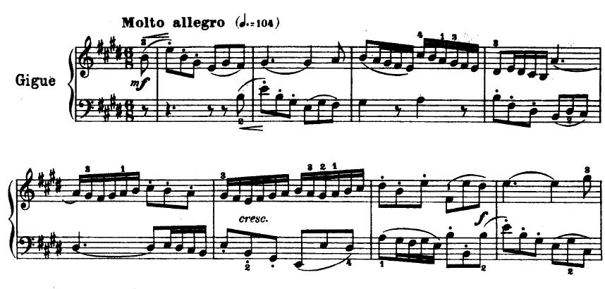 başlar. Uzatma bağları sıkça kullanılır ve Molto allegro tempodadır.