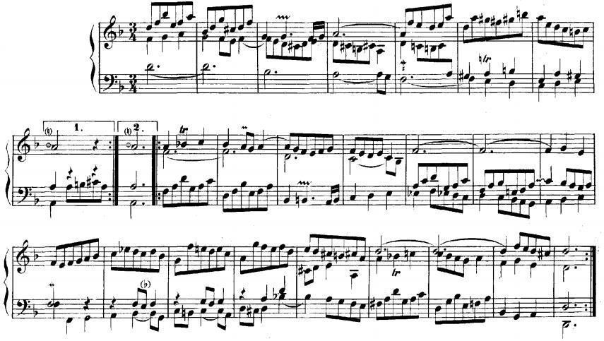 EK 8- Bach, BWV 812, 1. Fransız Süite, Menuet I.