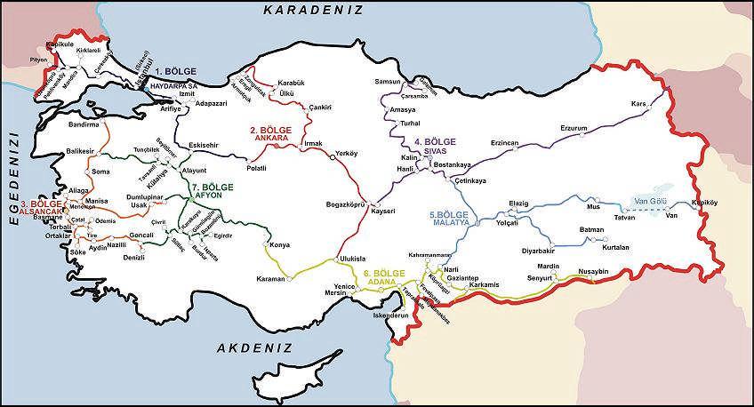 BÖLGELER 1. Bölge HAYDARPAŞA 2. Bölge ANKARA 3. Bölge ALSANCAK 4.Bölge SİVAS 5. Bölge MALATYA 6. Bölge ADANA 7.