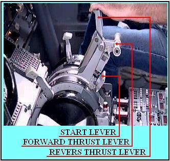Motor startı için motor start paneli üzerinde bir master switch vardır. Gerekli thrust ın set edilmesi için kumanda lövyeleri vardır.