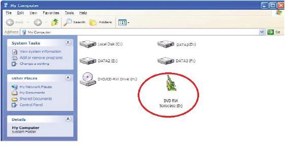 1-4.Eğer ''''DVD RW '' simgesini görünmediyse