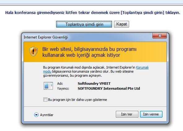 Internet Explorer size ActiveX kontrolünü yükleme seçeneği verir.