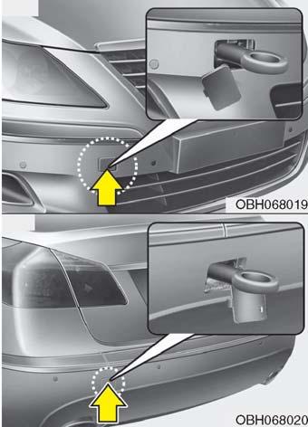 Ön Arka OBH068019 OBH068020 F080300AFD Acil durumda arac n çekilmesi E er arac n çekilmesi gerekiyorsa, bunun HYUNDAI Yetkili Servisi veya ticari bir kurtarma flirketi taraf ndan yap lmas n öneririz.