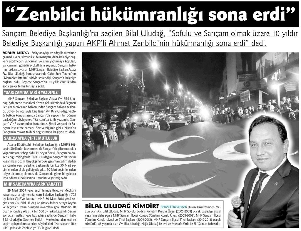 'ZENBILCI HÜKÜMRANLIGI SONA ERDI' Yayın Adı : Adana Medya Sayfa