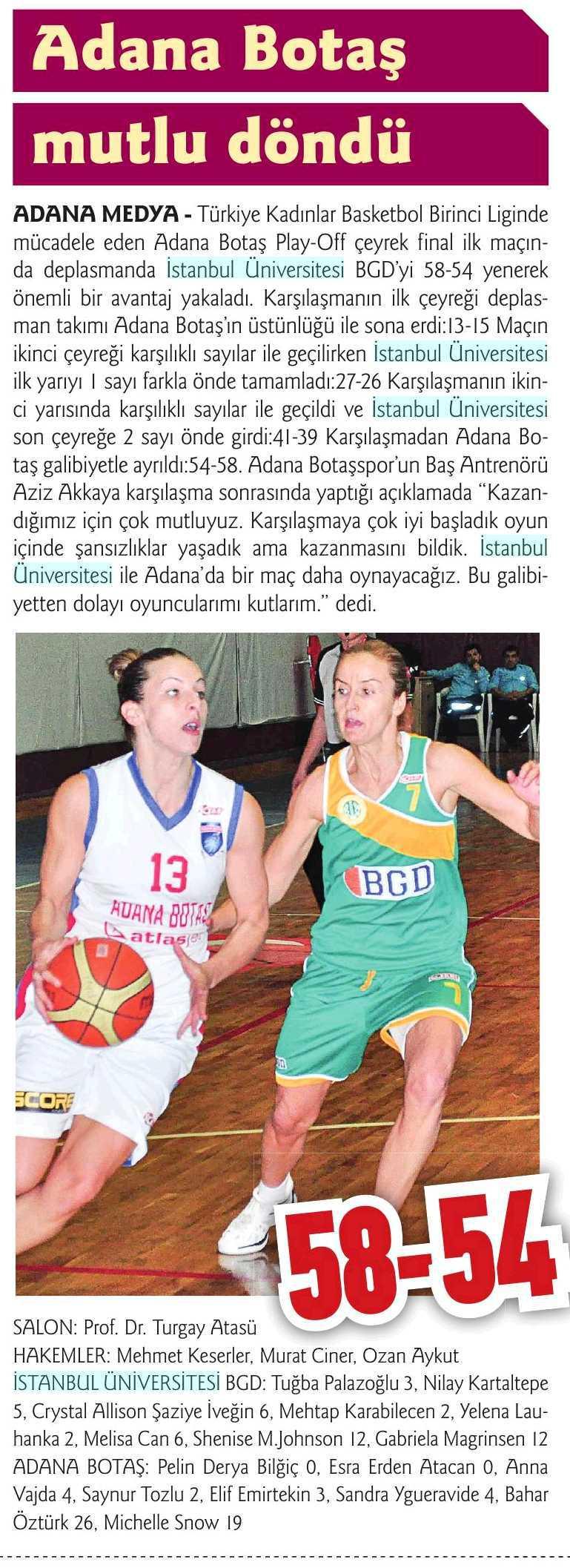 ADANA BOTAS MUTLU DÖNDÜ Yayın Adı : Adana Medya Sayfa : 12