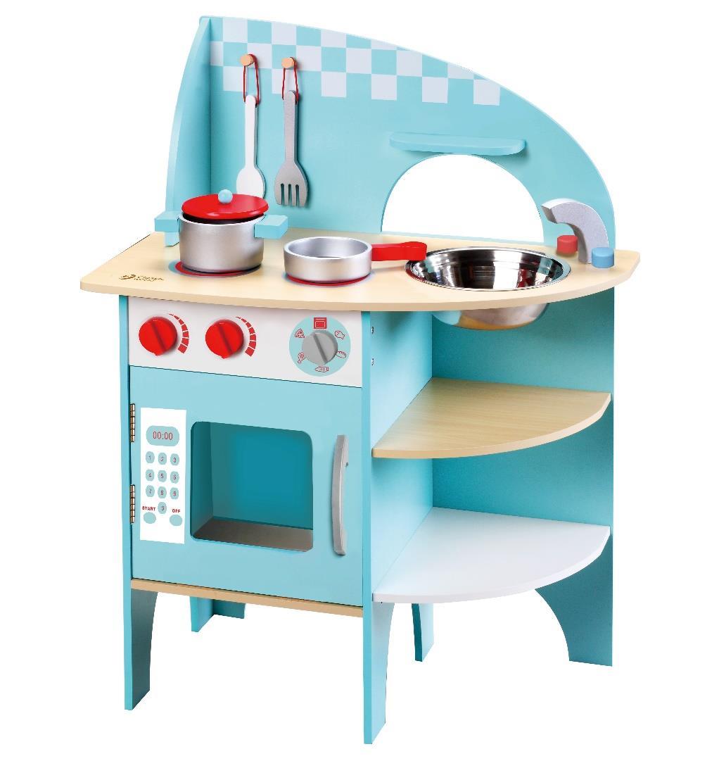 Ahşap Tiffany Mavisi Mutfak Ev içi kullanım için ideal boyutlarda ve aksesuarlarıyla birlikte çok kullanışlı bir mutfak seti. Evcilik oyunlarının vazgeçilmez oyuncağı.