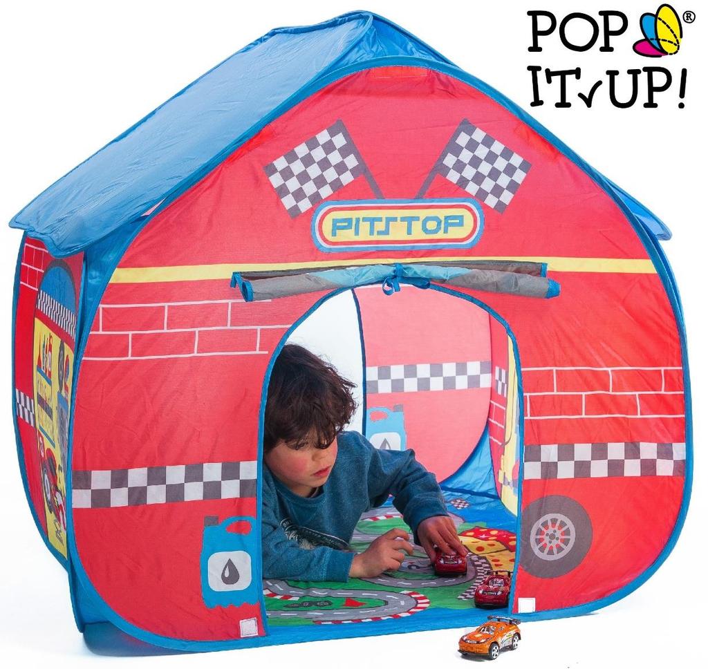 Pop It Up Pit Stop Oyun Çadırı - Kolay Kurulum Oyun çadırının tabanı yarış pisti olarak tasarlanmıştır, Hem de bu çadırı kurmak ve toplamak çok kolay.
