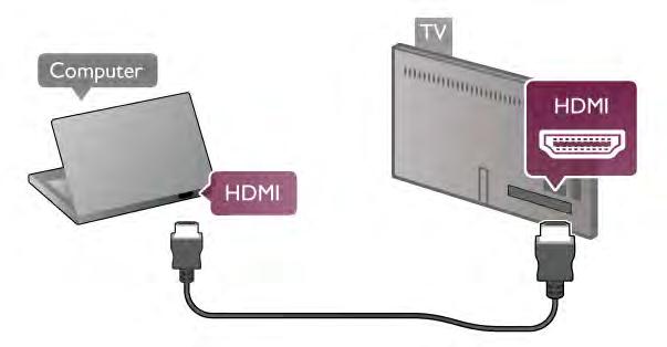 Bilgisayar Bilgisayarınızı TV'ye ba!layıp TV'yi PC monitörü olarak kullanabilirsiniz. HDMI ile Bir HDMI kablosu kullanarak bilgisayarı TV'ye ba!layın.