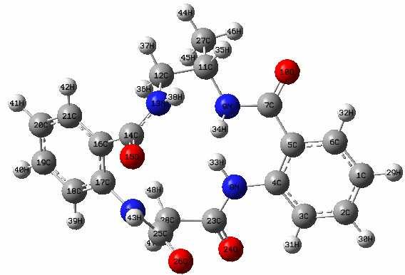 3.12 kso 4 Bzo 2 -(6-metil)-[15]dien-N 4 (C4DM) Bulguları IR: ν 3361 (N-H), 3053 (Ar-H), 1624 (C=, birinci amid bandı), 1577