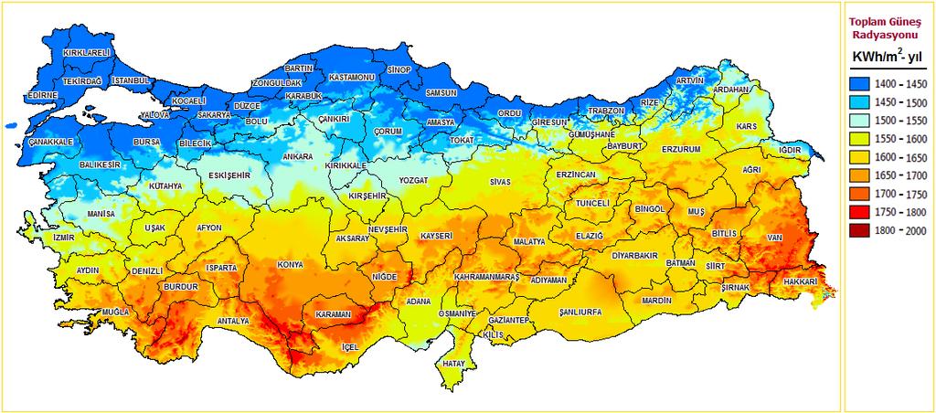 GİRİŞ Ülkemiz, coğrafi konumu nedeniyle yüksek güneş enerjisi potansiyeline sahip olması nedeniyle güneş enerjisinin birçok uygulaması için uygun koşullara sahiptir.