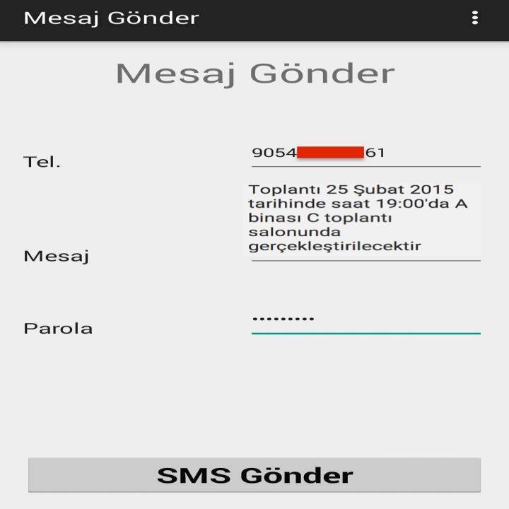 Gelen mesaj tespit edildiği zaman, gelen mesajın telefon numarası ve şifreli mesaj listview'e eklenir.