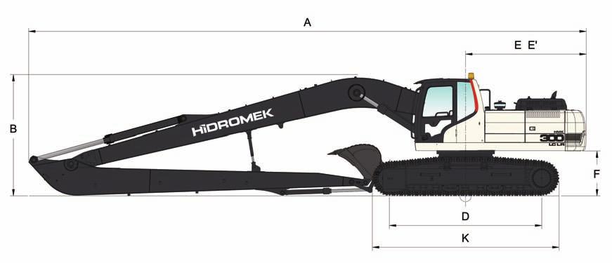 065 mm H - Minimum Zemin Boșluğu 500 mm I - Palet Eksenleri Arası Mesafe 2.600 mm J - Pabuç Genișliği * 600 / 700 / 800 mm K - Alt Șase Uzunluğu (Palet üzerinden) 4.940 mm M - Kabin Yüksekliği 3.