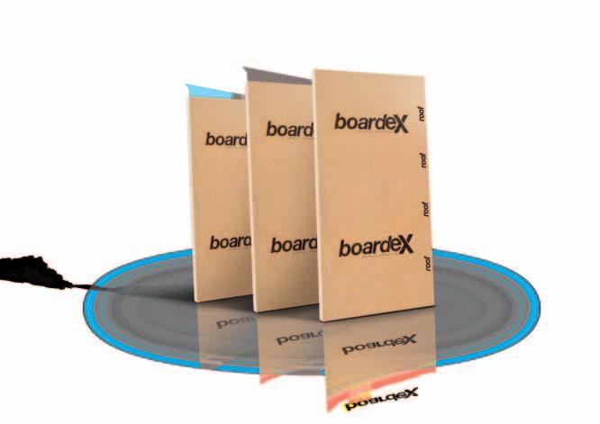 Çatı Levhası BoardeX roof BoardeX roof, ön yüzeyi turuncu arka yüzeyi ise özel beyaz fileli şilte ile entegre, küf oluşturmayan, yanmayan ve uygulandığı süre içerisinde dış hava koşullarından