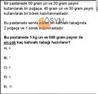 Bir kahvaltı tabağında 2 poğaça ve bir börek varmış. Kahvaltı Tabağı 2 poğaça 1 börek 2.