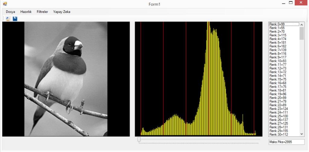 Programlama //HİSTOGRAM ------------------------------------- public void ResminHistograminiCiz() ArrayList DiziPiksel = new ArrayList(); int OrtalamaRenk = 0; Color OkunanRenk ; int R = 0, G = 0, B