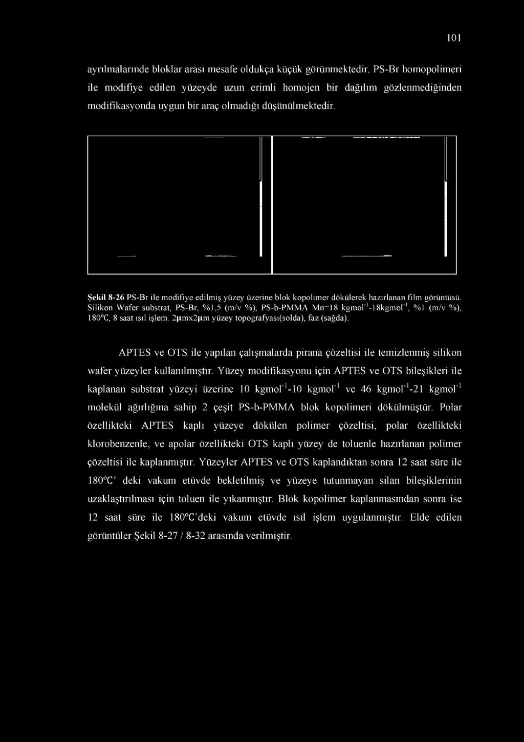 Şekil 8-26 PS-Br ile modifiye edilmiş yüzey üzerine blok kopolimer dökülerek hazırlanan film görüntüsü.