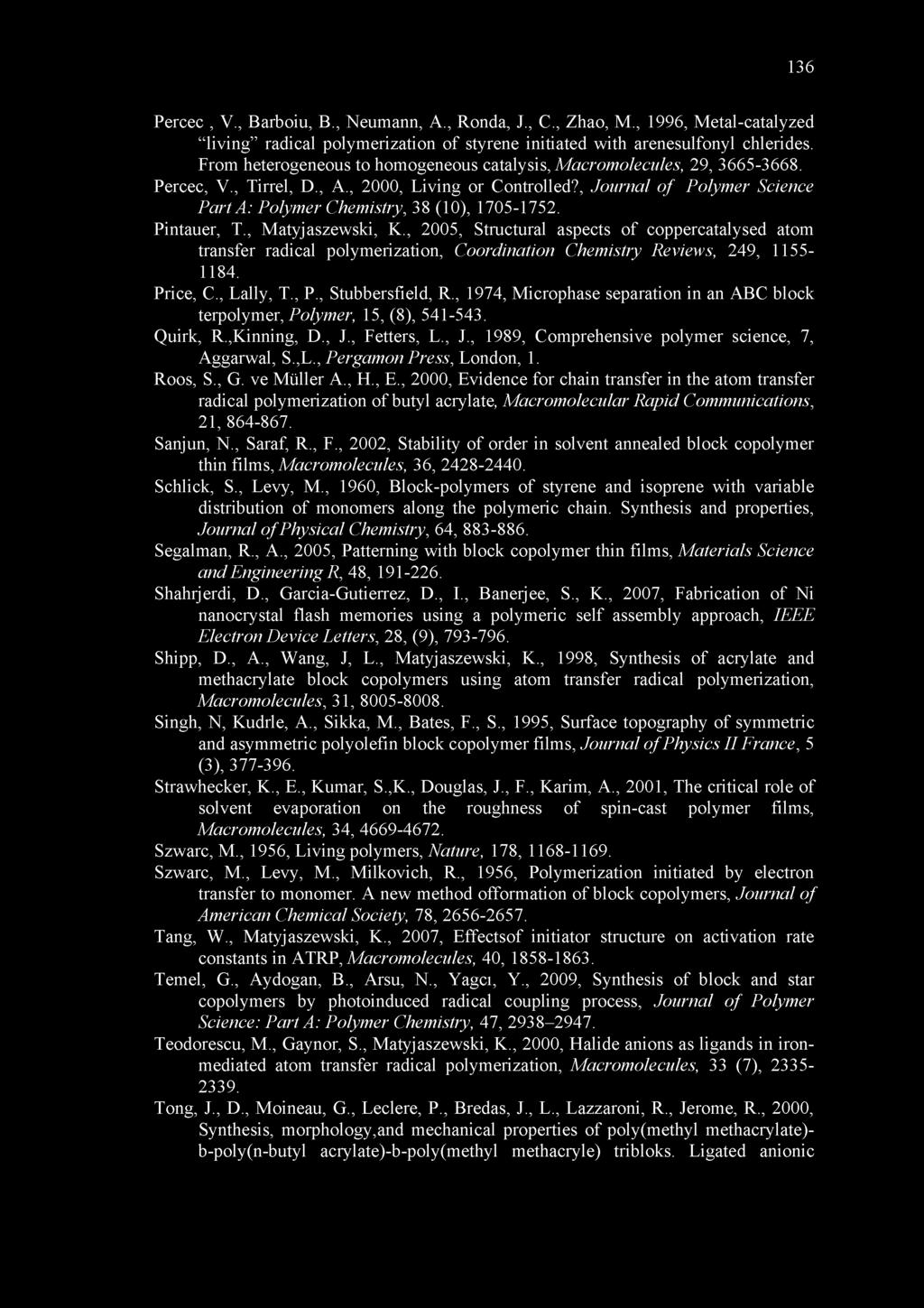 , Journal of Polymer Science Part A: Polymer Chemistry, 38 (10), 1705-1752. Pintauer, T., Matyjaszewski, K.