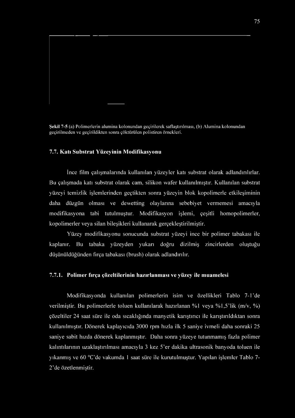 Kullanılan substrat yüzeyi temizlik işlemlerinden geçtikten sonra yüzeyin blok kopolimerle etkileşiminin daha düzgün olması ve dewetting olaylarına sebebiyet vermemesi amacıyla modifikasyona tabi