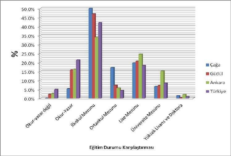 Anket sonuçlarına göre Beldede ilkokul ve ortaokul mezunu oranı Beldenin bağlı bulunduğu Güdül