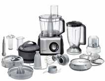 Güç: 1000 W 3,9 l hazne 750 gr unlu karışım ve hamur kapasitesi 1,5 l polikarbon blender kabı Paslanmaz çelik, kesme-doğrama ve rendeleme diski Hamur yoğurma aparatı Narenciye sıkacağı Kablo sarma