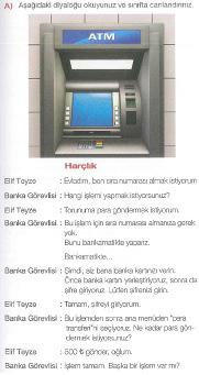 66-67) okuma etkinliği altında internet bankacılığı ile ilgili bir web sayfası tanıtılmakta ve akabinde ATM kullanımı bir diyalog vasıtası ile gösterilmektedir.