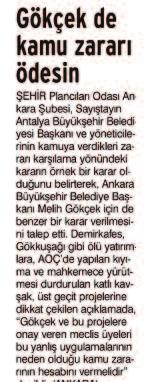 TMMOB ŞEHİR PLANCILARI ODASI ANKARA ŞUBESİ 2.13.14. BASIN AÇIKLAMASI 10 OCAK 2014 ANKARA BÜYÜKŞEHİR BELEDİYE BAŞKANI ve MECLİS ÜYELERİ NEDEN OLDUKLARI KAMU ZARARINI ÖDEMELİLERDİR!