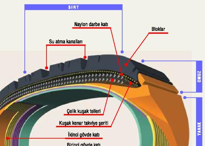 16.1.3. Topuk Lastiğin janta temas eden bölgesinde bulunan lastik bileşenlerinin tümüdür.