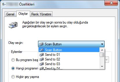 Bölüm 4 5 [Olaylar] sekmesine tıklayın ve bir olay seçin. [Olay seçin] açılan listesinde uygulamayı başlatmak istediğiniz olayı seçin. 6 Başlatılacak uygulamayı ve eylemi seçin.