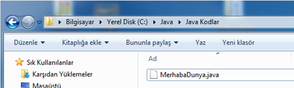 İLK JAVA PROGRAMI Not defteri ile yazılan bu kod, ana sınıfın ismi ile aynen kaydedilmek zorundadır. Kodlar; MerhabaDunya.