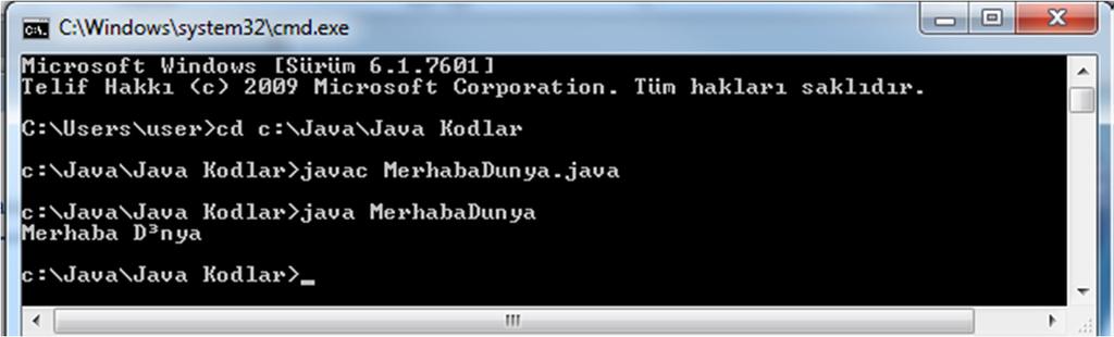 (javac MerhabaDunya.