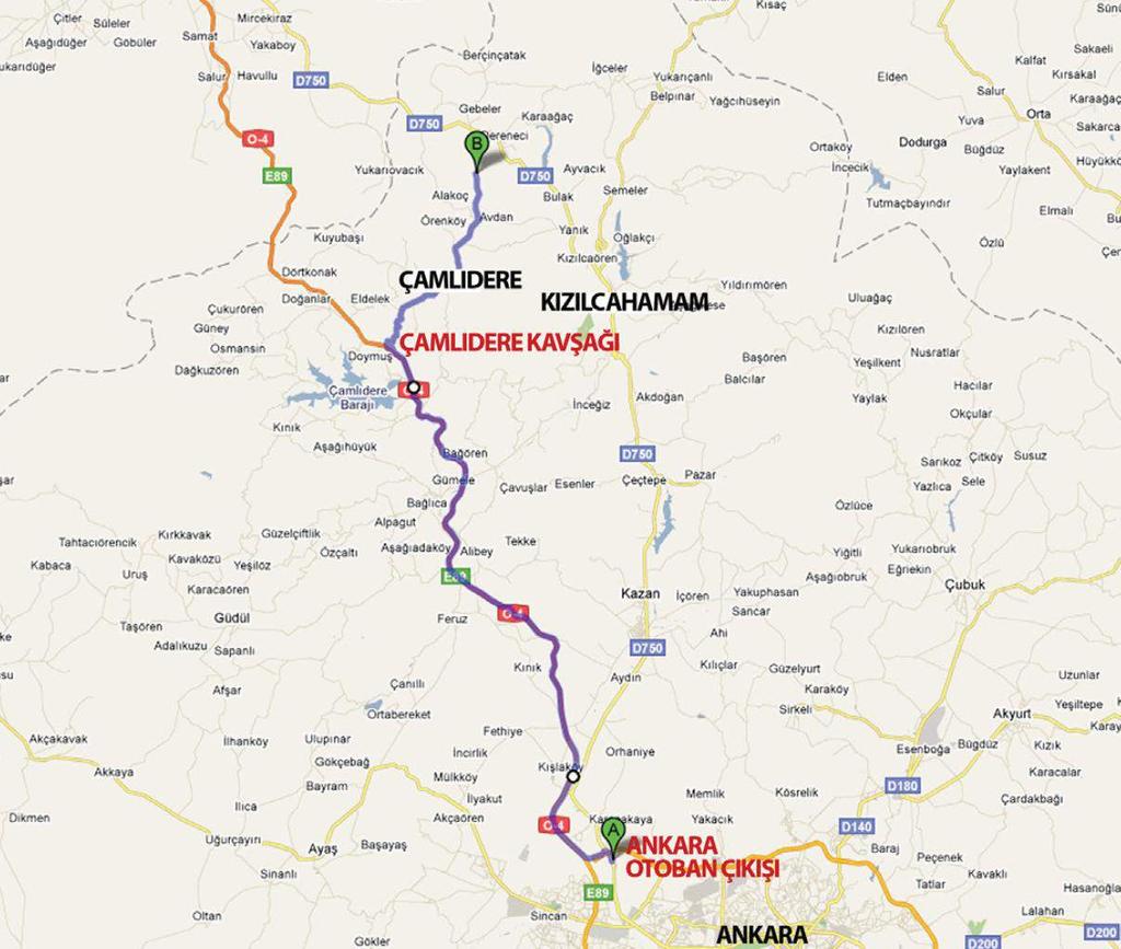 ULAŞIM Çamkoru Tabiat Parkı, Çamlıdere İlçesi sınırları içerisinde ve Ankara ya 90