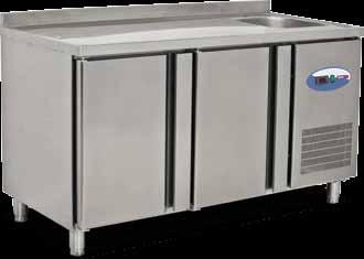 Soğutma Ekipmanları Cooling Equipments Evyeli Tezgah Tipi Buzdolapları Refrigerated Counters with Sink - Çalışma aralığı; +0 º C, + 5 º C (tropikal 43º C) - 220 V-230 V -1 +N -50 60 Hz elektrik gücü.