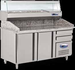Soğutma Ekipmanları Cooling Equipments Granit Tablalı Hamur Hazırlık Dolapları Granite Top Refrigerated Counters - 2 adet 400x600 mm mayalandırma çekmecesi.