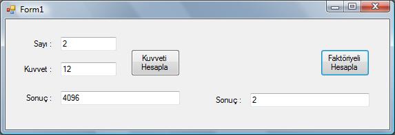 Uygulama No : 10 Uygulama Adı : Kuvvet ve Faktöriyel Hesabı Açıklama : Girilen sayının istenilen kuvveti ve faktöriyeli hesaplanıyor. For Next döngü yapısının kullanımına ilk örnektir.