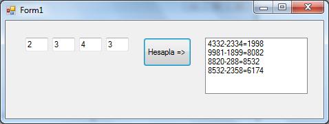 Uygulama No : 16 Uygulama Adı : Kaprekar Sabiti Açıklama : Hintli matematikçi Kaprekar (1905 1986) tarafından tanımlanan, dört basamaklı sayılara en fazla yedi kez aşağıdaki işlemler uygulandığında