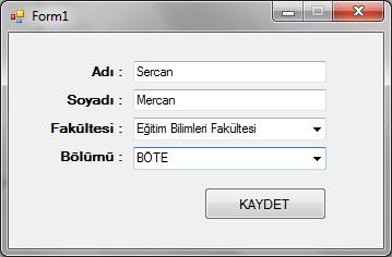 Uygulama No : 21 Uygulama Adı : Veritabanı Uygulaması 03 Açıklama : Veritabanına kayıt eklenmesi. VB.