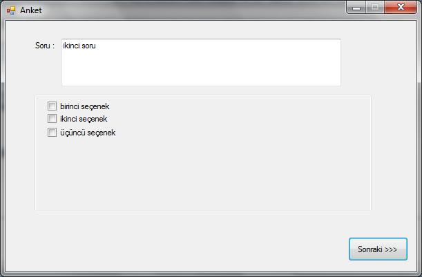 Ekran Görüntüsü Form2 Açıklamalı Kodlar Public Class Form2 Dim baglanti As New Data.OleDb.OleDbConnection("Provider=Microsoft.Jet.OLEDB.4.0; Data Source= DataDirectory \anket.