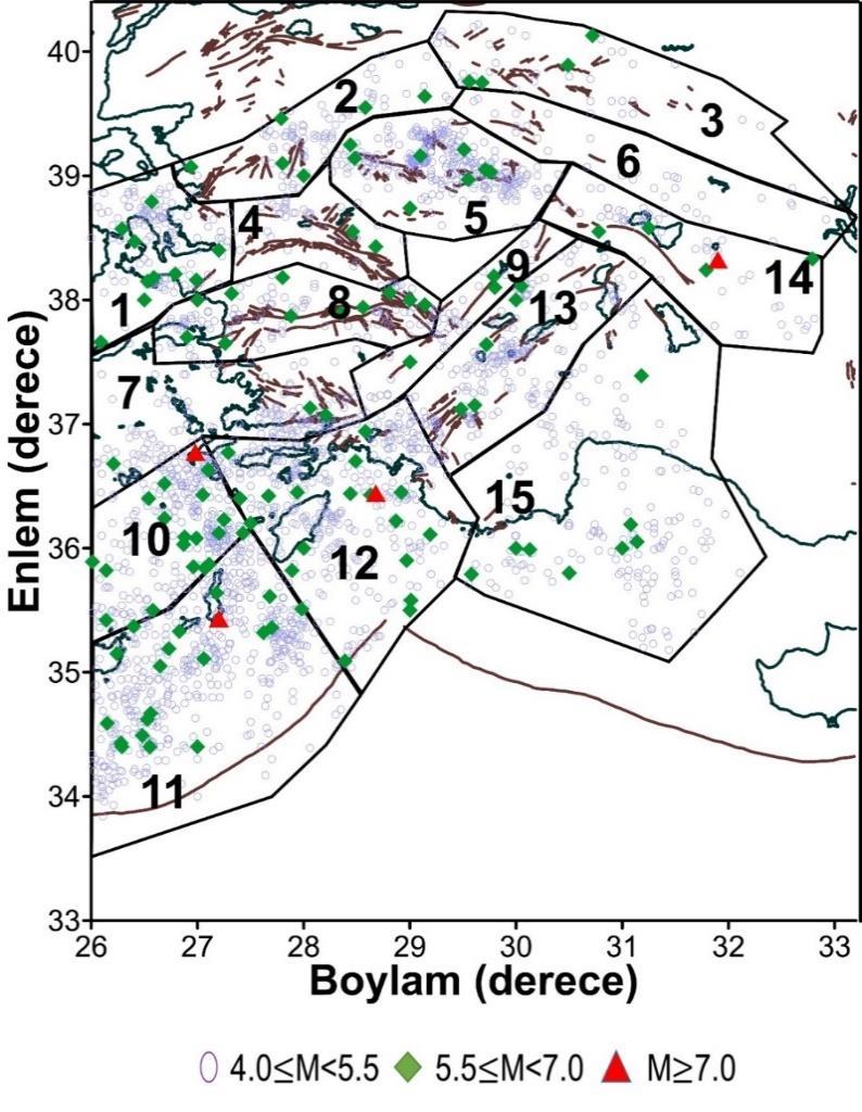 1. ÇALIŞMADA KULLANILAN VERİ VE YÖNTEM Batı Anadolu da çalışılan bölge, 26-33 0 D boylamları ve 33-40 0 K enlemleri arasında kalan bölgedir. Çalışmada; Bayrak vd.