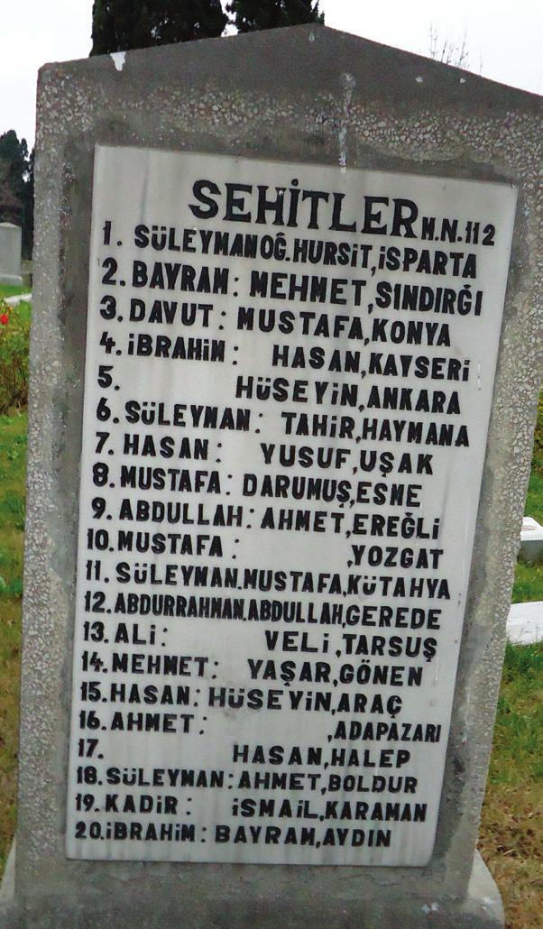 Aşağıda günümüz harfleriyle hazırlanan tabloya dair şunlar yazılıdır: Osmanlı Hilâl-i Ahmer Cemiyeti nin Taksim Hasatahanesinde 22 Nisan 1331 tarihinden 28 Mart 1332 tarihine kadar taht-ı tedaviye