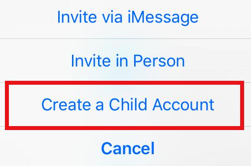 13. Lütfen Create a Child Account düğmesine tıklayın ve devam edin: 14.