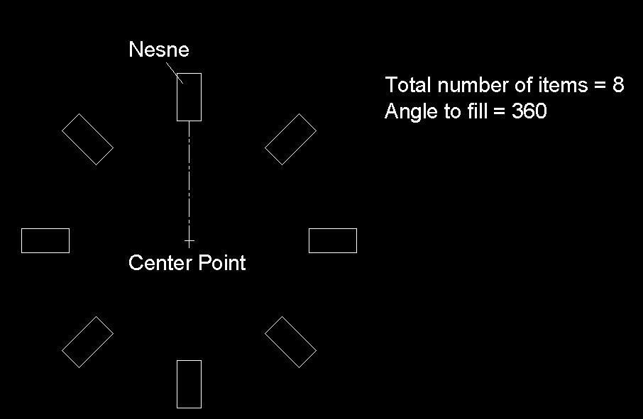 POLLAR ARRAY : Bu durumda dairesel dizi kopyalama ayrları etkinleşir: Center Point : Dairesel dizinin merkezinin koordinatını X ve Y metin kutularına girebilir veya Pick Center Point Düğmesi